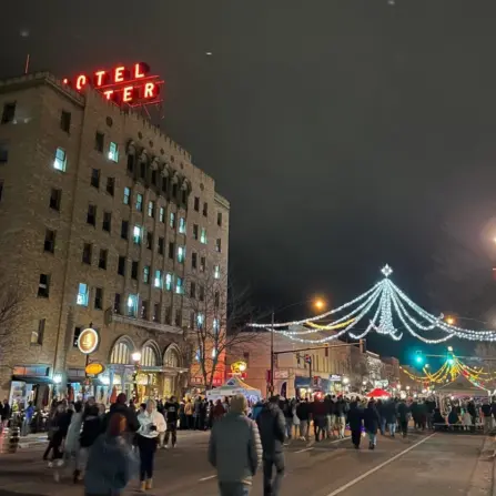 Downtown Christmas stroll vertical